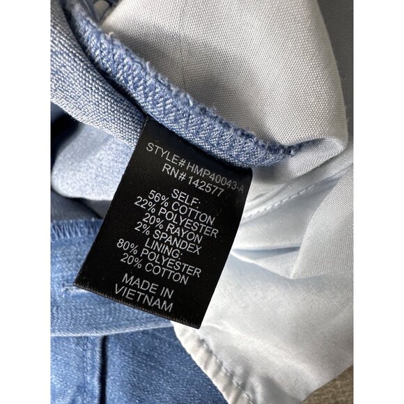 Haute Monde Blue Denim Jumpsuit Stretch Tie Waist Button Front Pockets Womens L - Picture 4 of 7